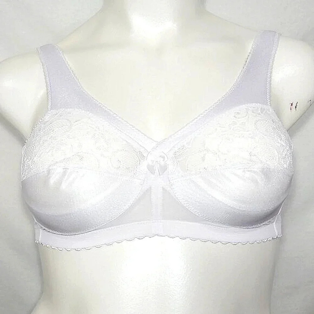 36B Glamorise 1000 Magic Lift Active Support Wire Free Lace Bra 36B White